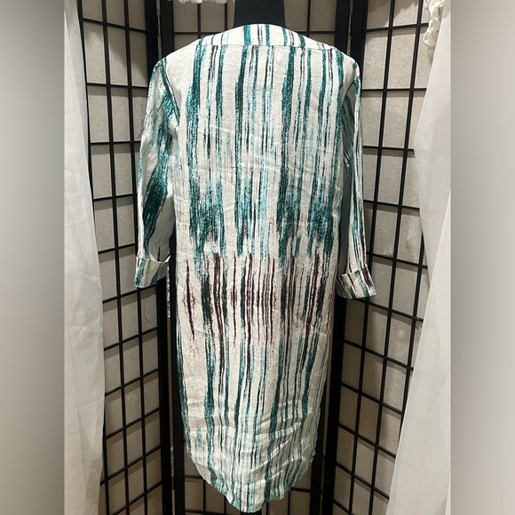 Peck & Peck Teal and White Linen SHIFT DRESS, RESORTWEAR, WOMEN SIZE L - Picture 6 of 9